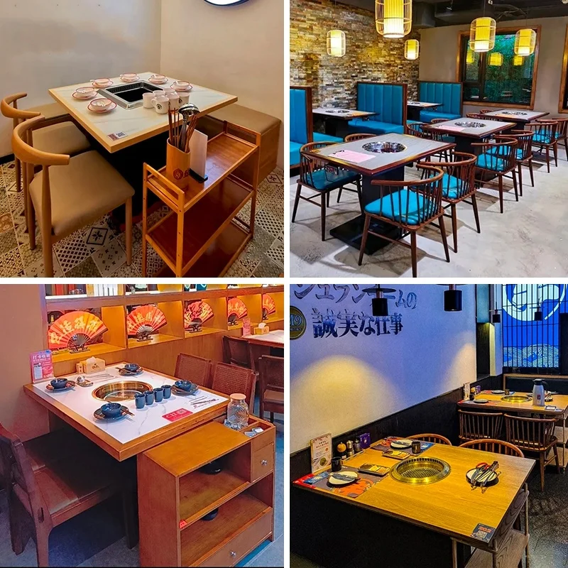 Customizable Hot Pot Table Smokeless With wire Control Switch Stainless Steel Hot Pot for restaurant hot pot Table