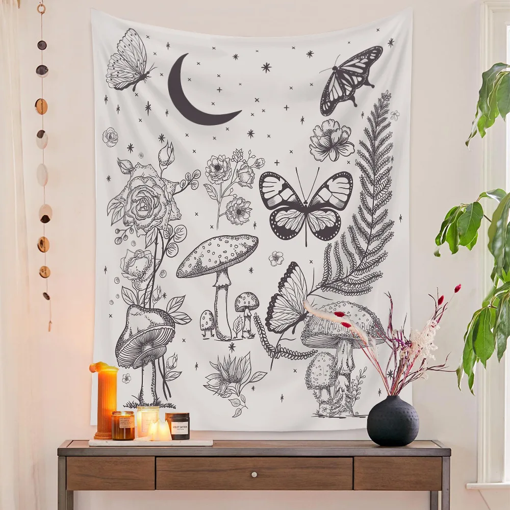 Factory Directly Supply No MOQ Home Room Decorative Wall Hang Logo Printing Cotton Polyester Fabric Custom Tapestry