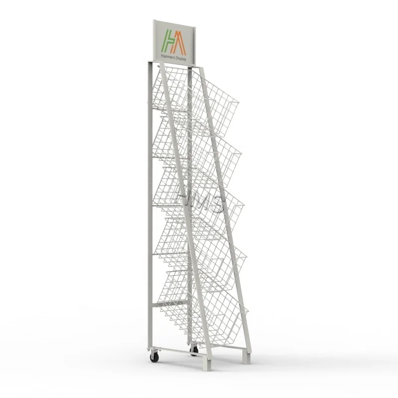 Metal Newspaper Display Stand Shelf Magazine Display Rack