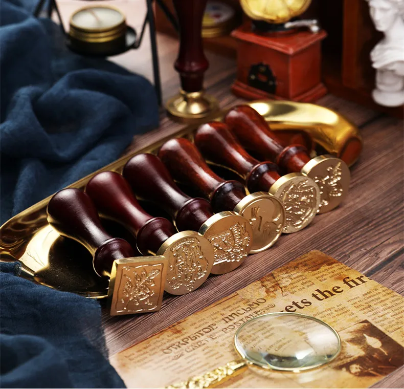 Factory High Quality Brass Head Wooden Handle wax seal stamper / wax sealing stamp