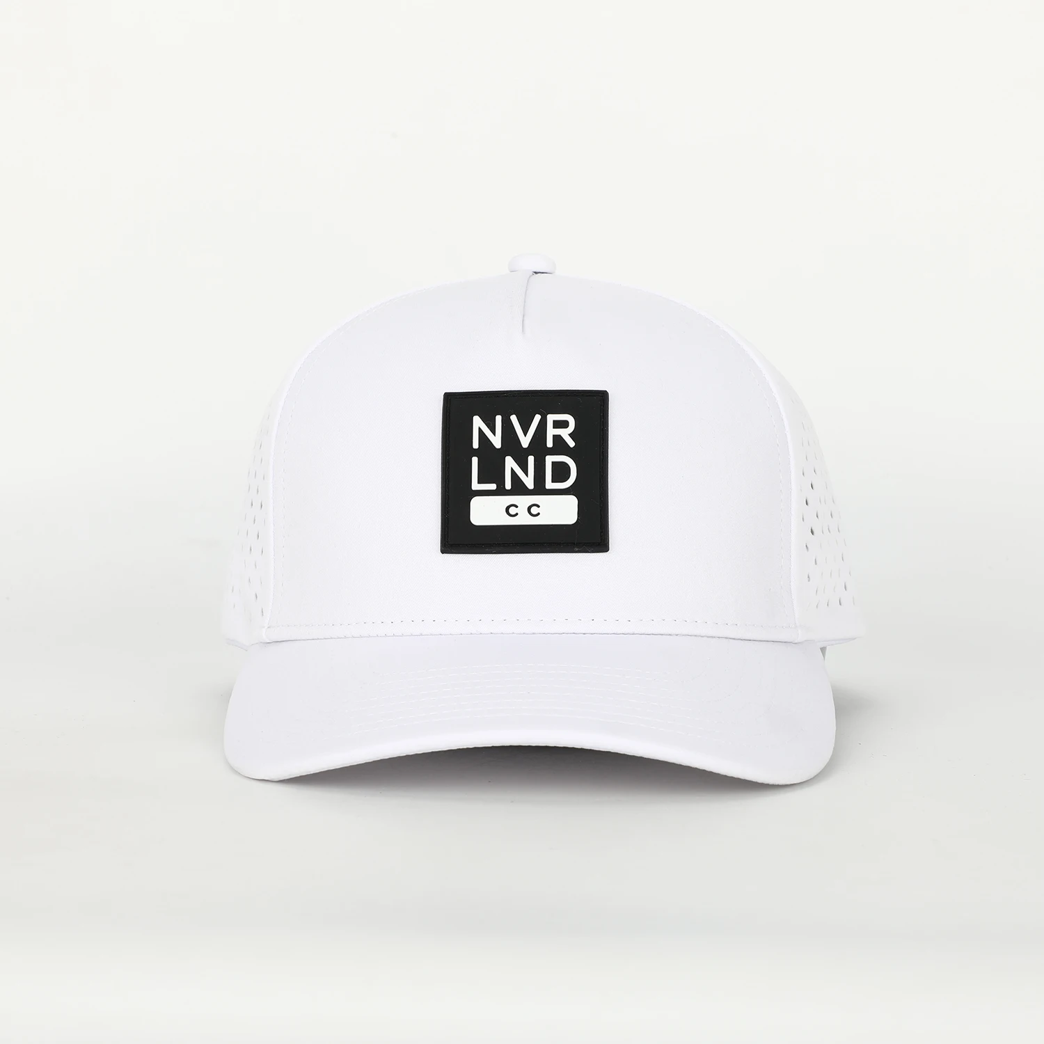 Custom 5 Panel PVC Patch Logo Waterproof Gorras Baseball Cap,White Polyester Spandex Laser Cut Hole Perforated Golf Dad Hat