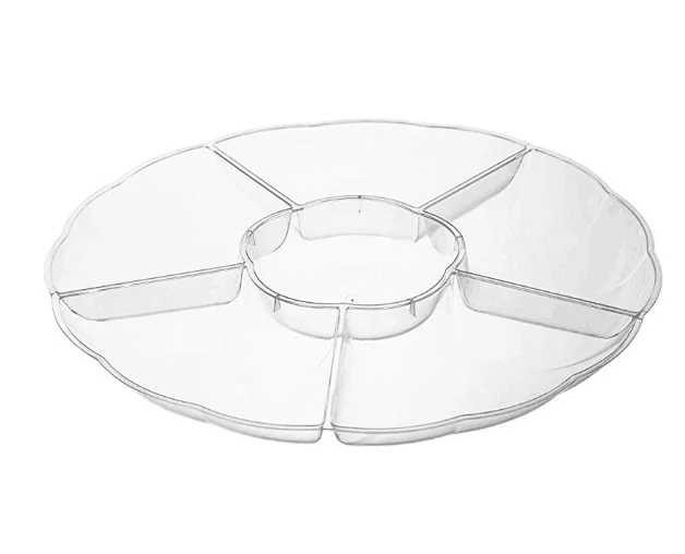 disposable party plastic food tray plate with 6 compartments