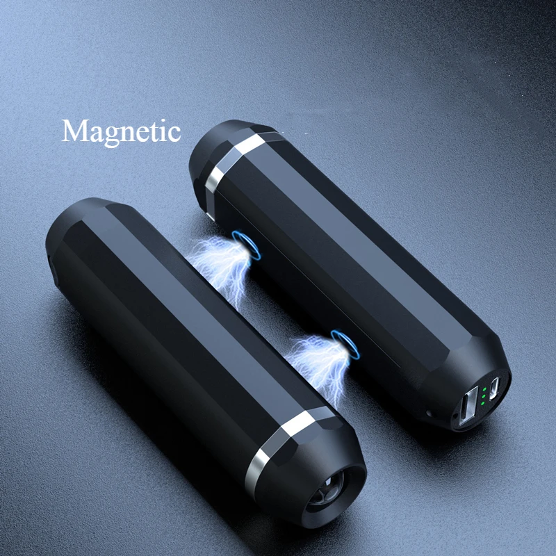 Portable Rechargeable Hand Warmers 2Packs Magnetic Electric Hand Heater 3 Levels Heat USB Hand Warmers with Flashlight