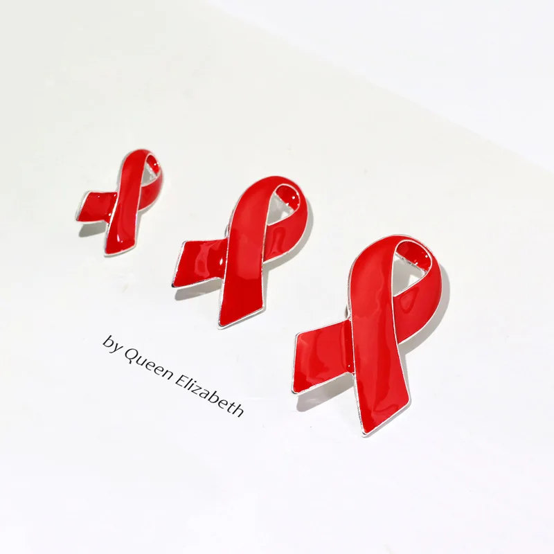 Manufacturer Red Ribbon HIV AIDS Awareness Enamel Backpack Suit Hat Clothes Tie Scarf Button Pin Badge Lapel Pin Brooch