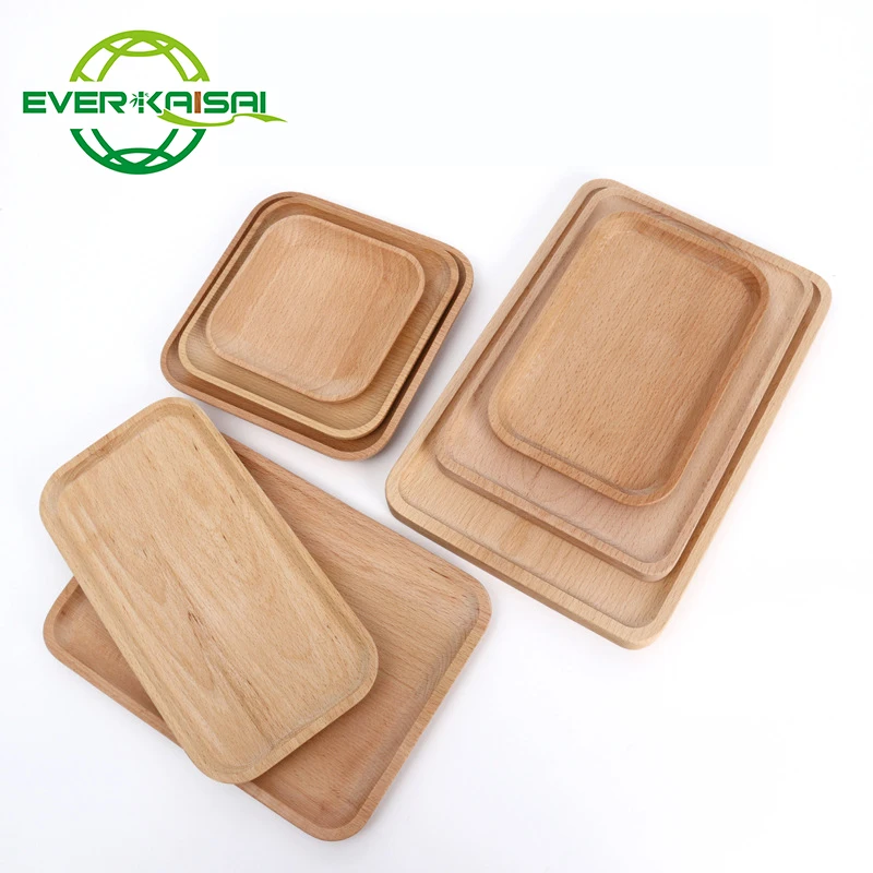 Rectangle Wooden Dinner Plates Serving Tray for Serving Tea Fruit Dessert Cake Snack Salad Butter Cheese Hamburger Appetizer
