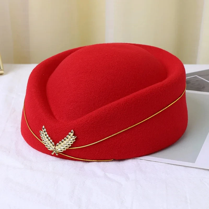 Fashion accessories wholesale distressed air plane flight fascinator stewardess etiquette hostess fedora felt attendant hat