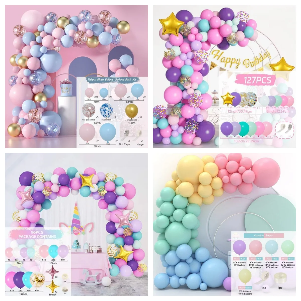 Hot Selling Themed Balloons Arch Garland Kit Unicorn Birthday Party Wedding Baby Shower Party Decorations Multicolor balloon set