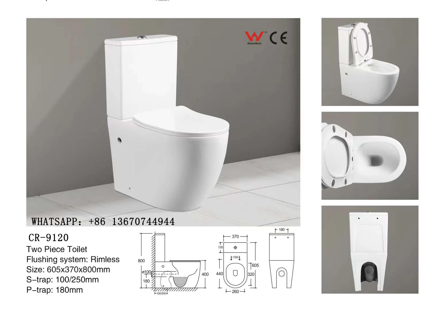 Bathroom Sanitary Ware Wash Down Two Pieces Toilet Manufacturers China White Ceramic Hotel School Home Australian WC Toilet