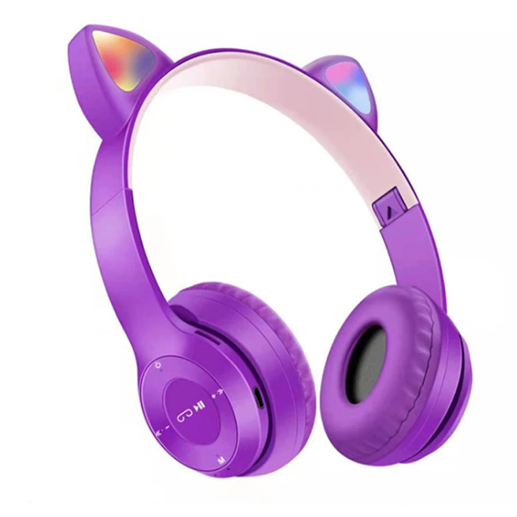 Новейший популярный дизайн складные лидер продаж P47M гарнитура с шумоподавлением Беспроводные стереонаушники со светодиодной подсветкой наушники кошачьими