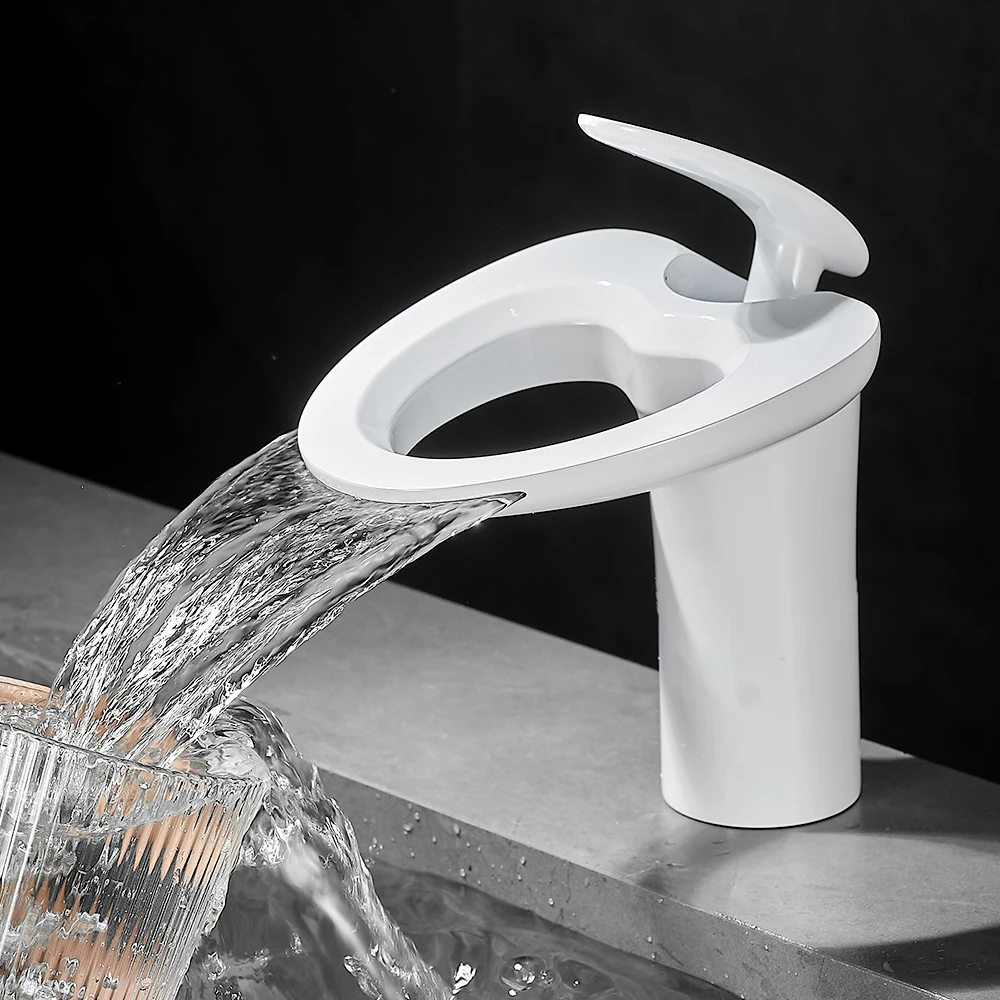 White Modern Bathroom Apple shape Single Handle Mixers Water Taps Hot and Cold  for Bathroom Sink Brass Faucet Mixer Tap