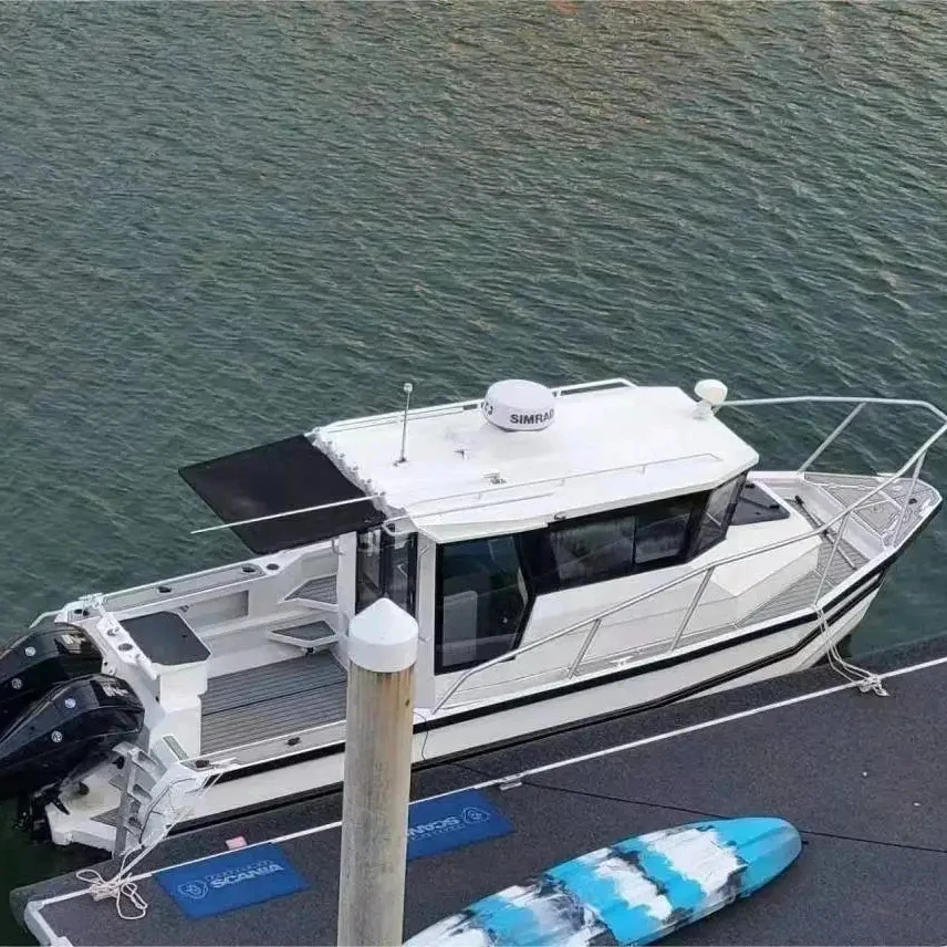 CE certificated Chinese Aluminium Boat 7.5m 25ft aluminum ultra Cabin Cruiser Marine fishing boat with Handbasin +Stove