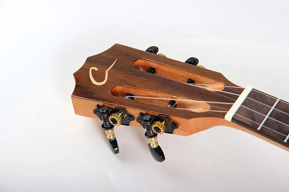 Best Quality Customized 23 inch Concert Solid Mahogany body Good Price Glossy Kit DIY Armrest Ukulele With Colorful Stone Inlay
