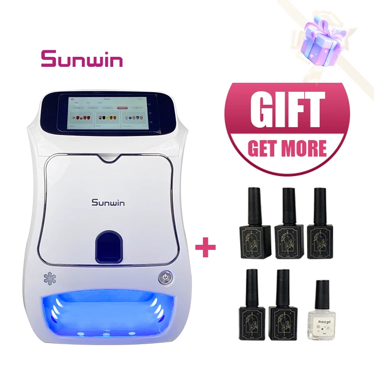Intelligent 3D nail art printer high printing speed 4800dpi with UV lights/drying fan for nail salon use