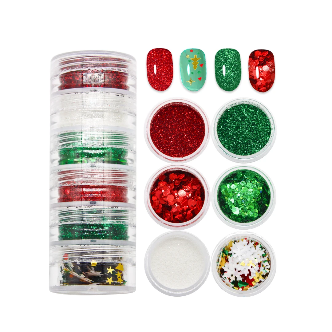 Irregular Christmas Glitter Nail Decoration Sequin Glitter White Snowflake Christmas Nails Accessories