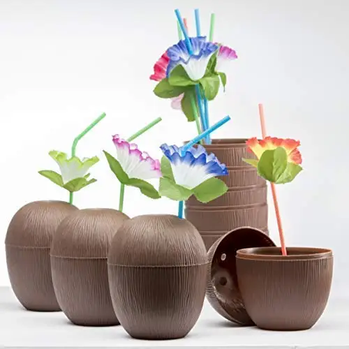 Кокосовые чашки для гавайской Luau детская вечеринка тики и пляжная веселые напитков или