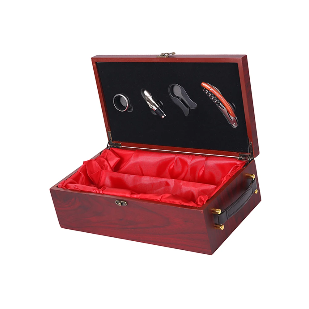 Wine Bottle Gift Box Wooden Custom Premium Luxury Packaging Satin Lined