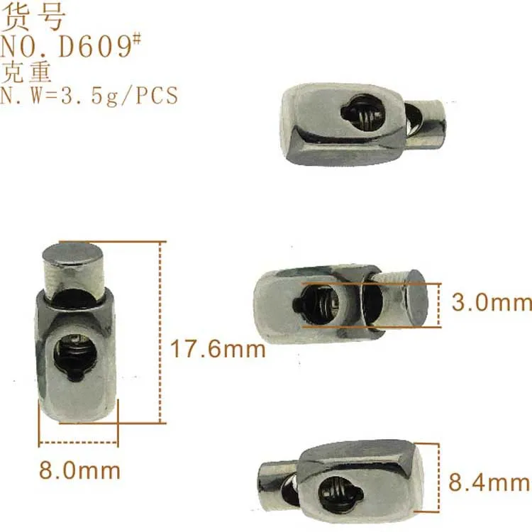 Wholesale Fashion Design Custom Leather Draw Cord Stopper Spring Buckle Toggle End Rope Stopper