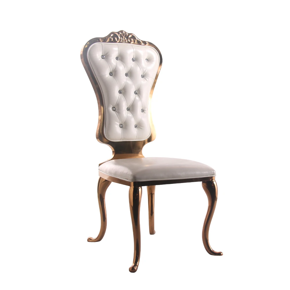 Luxury Gold Leather Dining Chair for Wedding Reception for Outdoor Events and Banquets Stainless Steel for Hotels Weddings