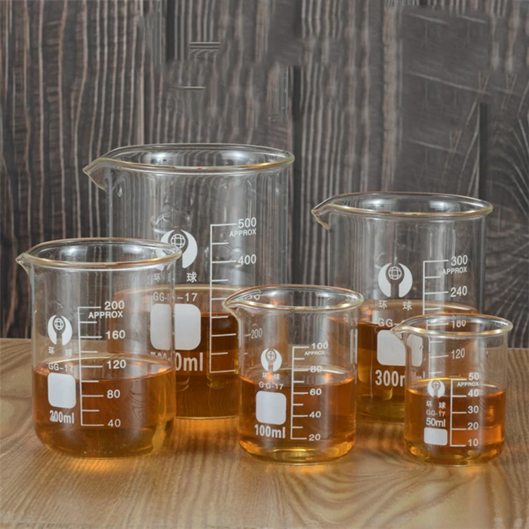 Laboratory wholesale regular size transparent glass beaker flask