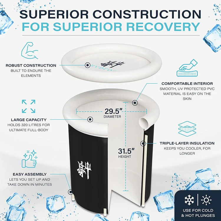 Outdoor small Hot Selling Drop Stitch Tpu Pvc Oem  cold water plunge tub for athletes to enjoy cold water ice