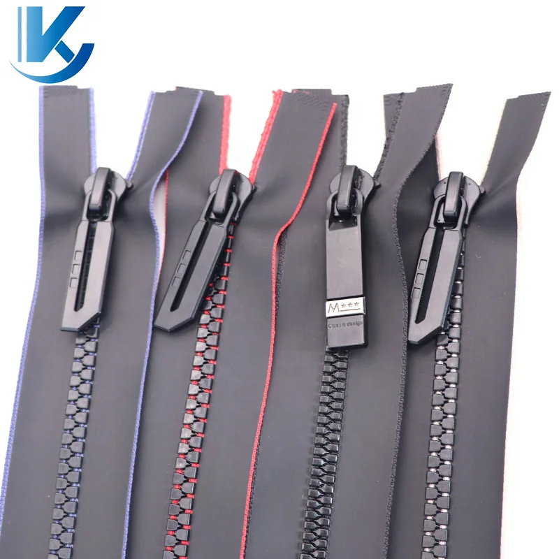 KY Factory direct sale clothing bag accessories fashion design puller zipper open end zipper waterproof resin zipper