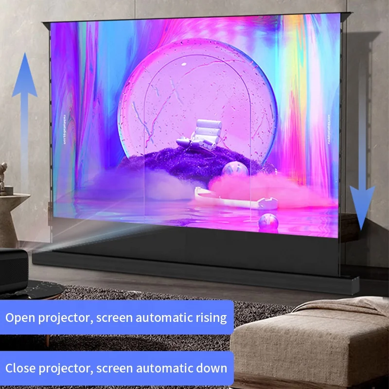 Seeball 100 inch 16:9 Pull up&down projector screen Floor rising grey screen portable projector screen