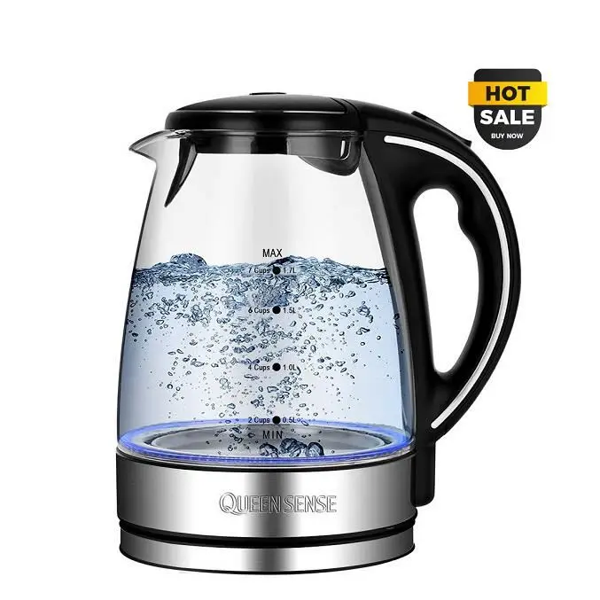 360 Degree Rotational Base high stilbene led light electric glass kettle for office home hotel