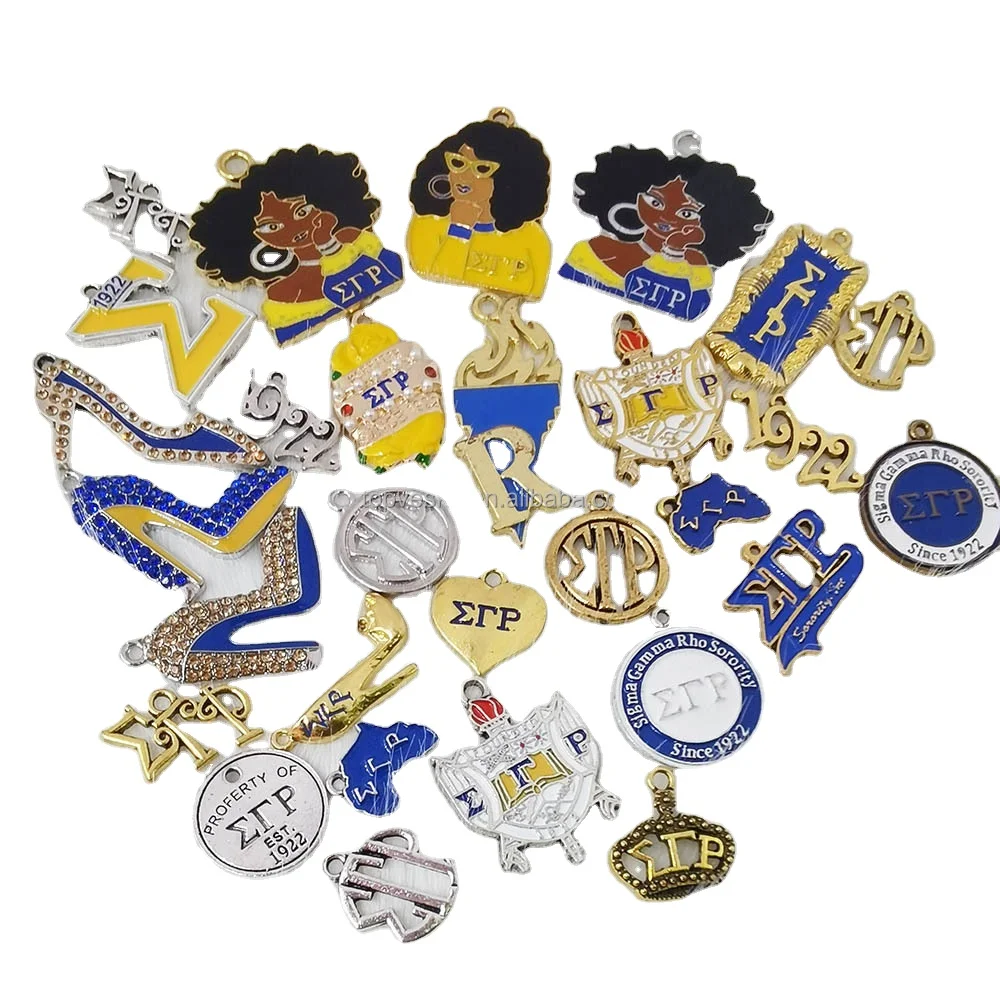 Greek University Letter Sigma Gamma Rho Enamel Rhinestone DIY Charms Women Accessories Pendant