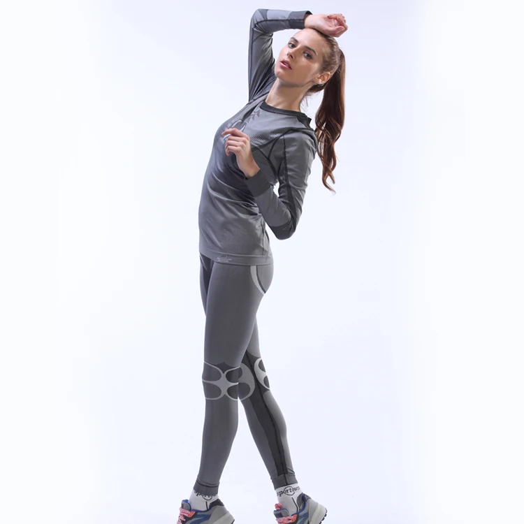 
Women autumn winter sweatshirt set long sleeve seamless polypropylene ladies sexy thermal underwear 