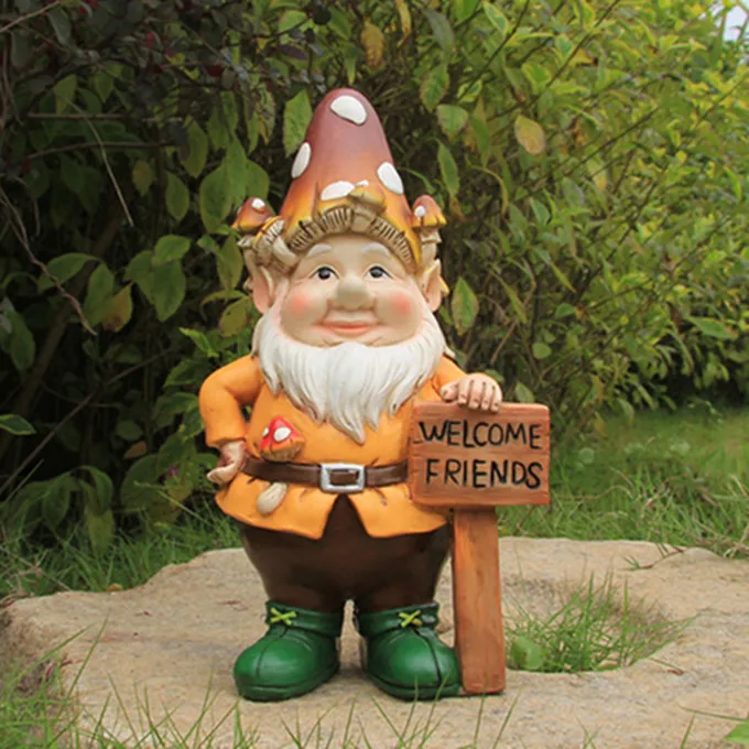 Декоративная маленькая фигурка гном из смолы для домашнего сада, 10,3 дюйма, добро пожаловать