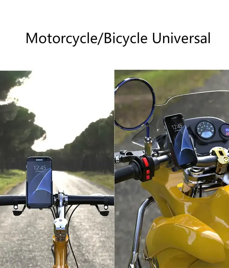 360 Degree Universal Metal Bike Motorcycle Motorbike Mirror Handlebar Smart Phone Holder Stand For iPhone Xiaomi Samsung