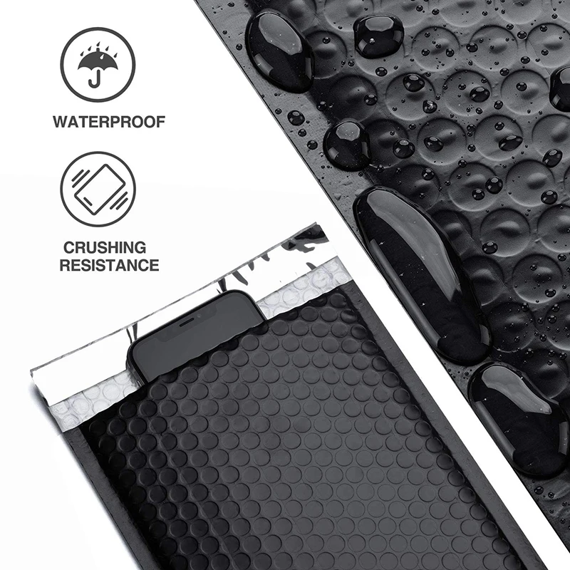 
Customized Black Bubble Mailer Packing Padded Envelopes Shipping Matte Black Poly Mailer Bag 