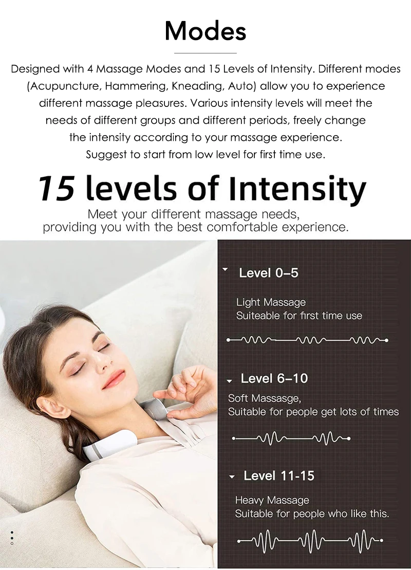 
2020 3 Modes 15 Levels U Shape Portable Wireless Electric Mini Neck and Shoulder Kneading Massager 