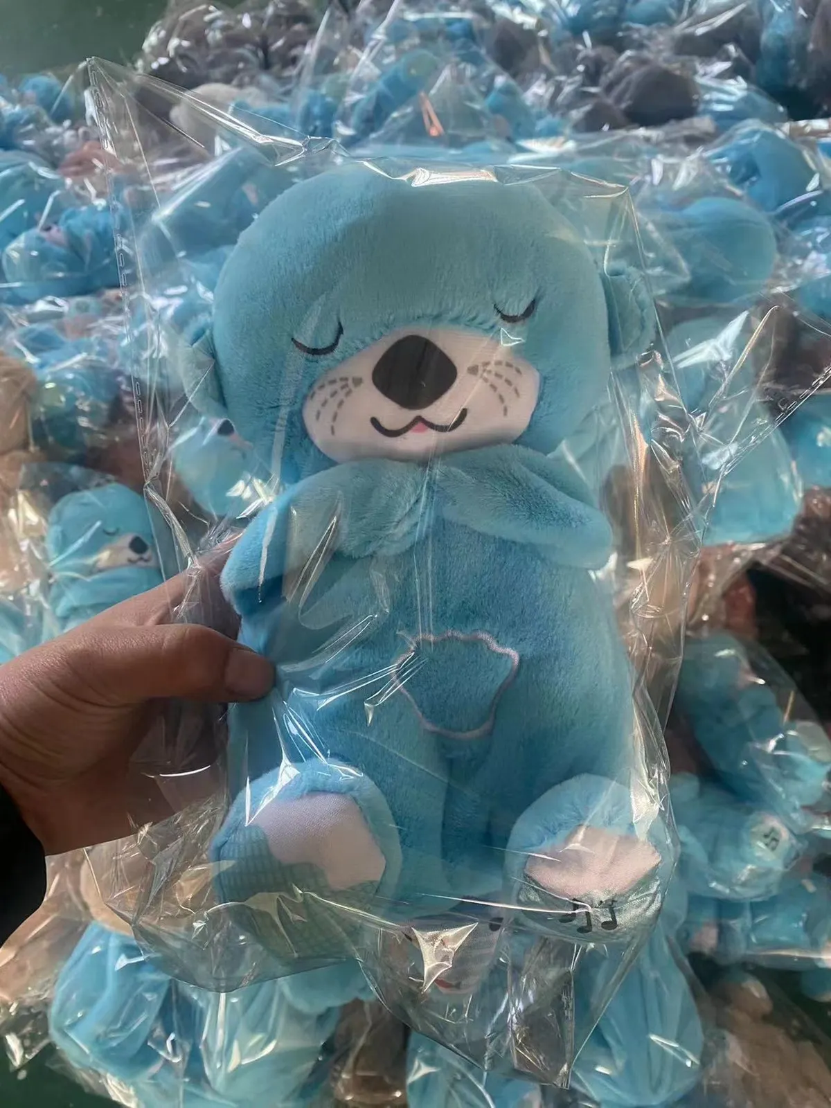 Wholesale Custom Cute Otter Plush Animal Toys Bear Breathing Toy Beaver Sleeping Music Light Plush Toy For Kids