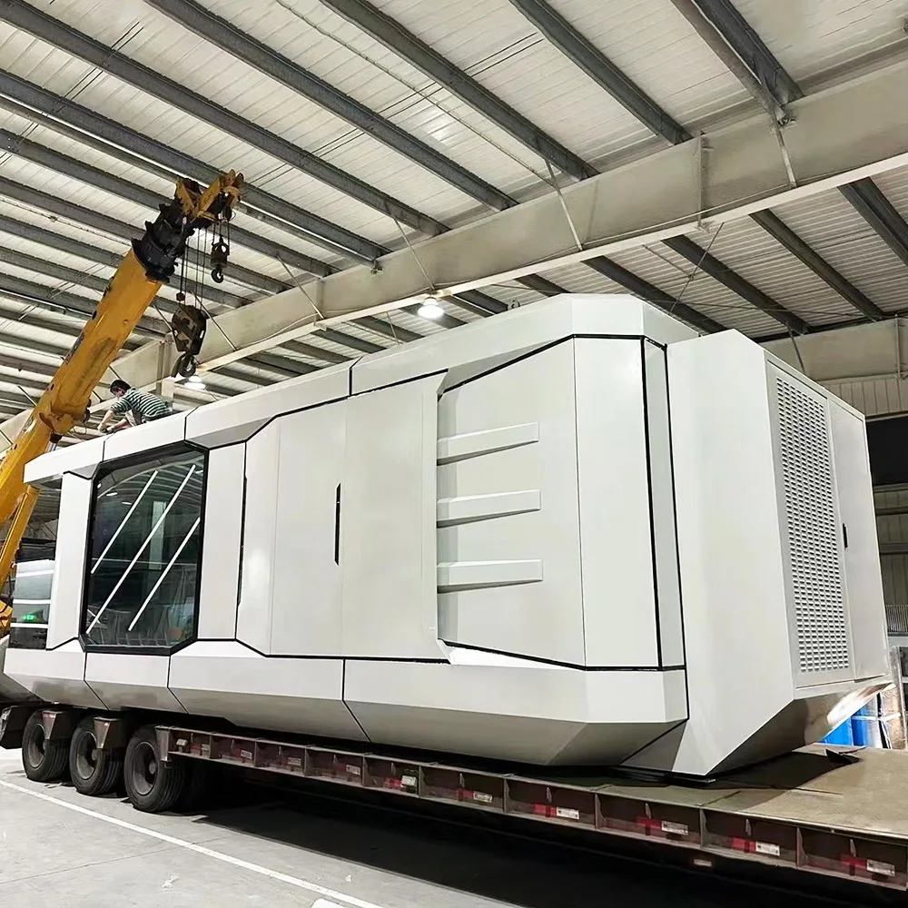 DFBD factory prefabricated mobile container house a luxury smart flat pack movable prefab home with trailer you can travel it