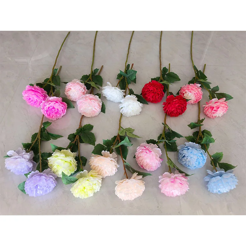 YIWAN 2 head big peonies Wholesale artificial silk flower Wedding hotel indoor house plants Decor artificial happy rose