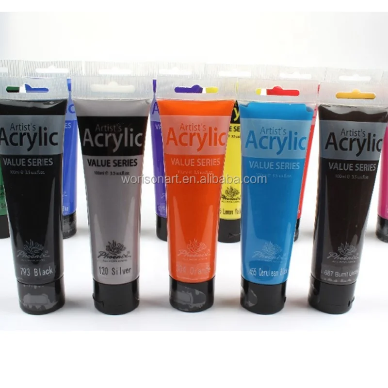 Waterproof 52 Vibrant Colors Rich Pigments Non Fading Acrylic Paint Set For Artist Canvas Painting