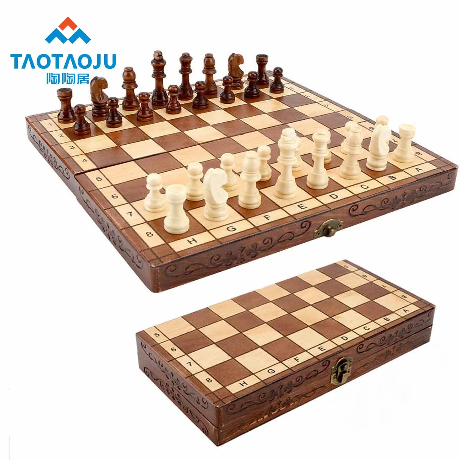 TAOTAOJU Amazon hot sale Solid wood folding chess board customized  Table games Wooden Chess Set Wooden chess board