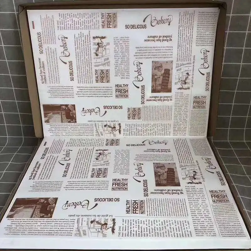 Environmental protection printed wax paper sheets Oil-Proof paper Moisture-Proof  Sandwich Wrapping Paper