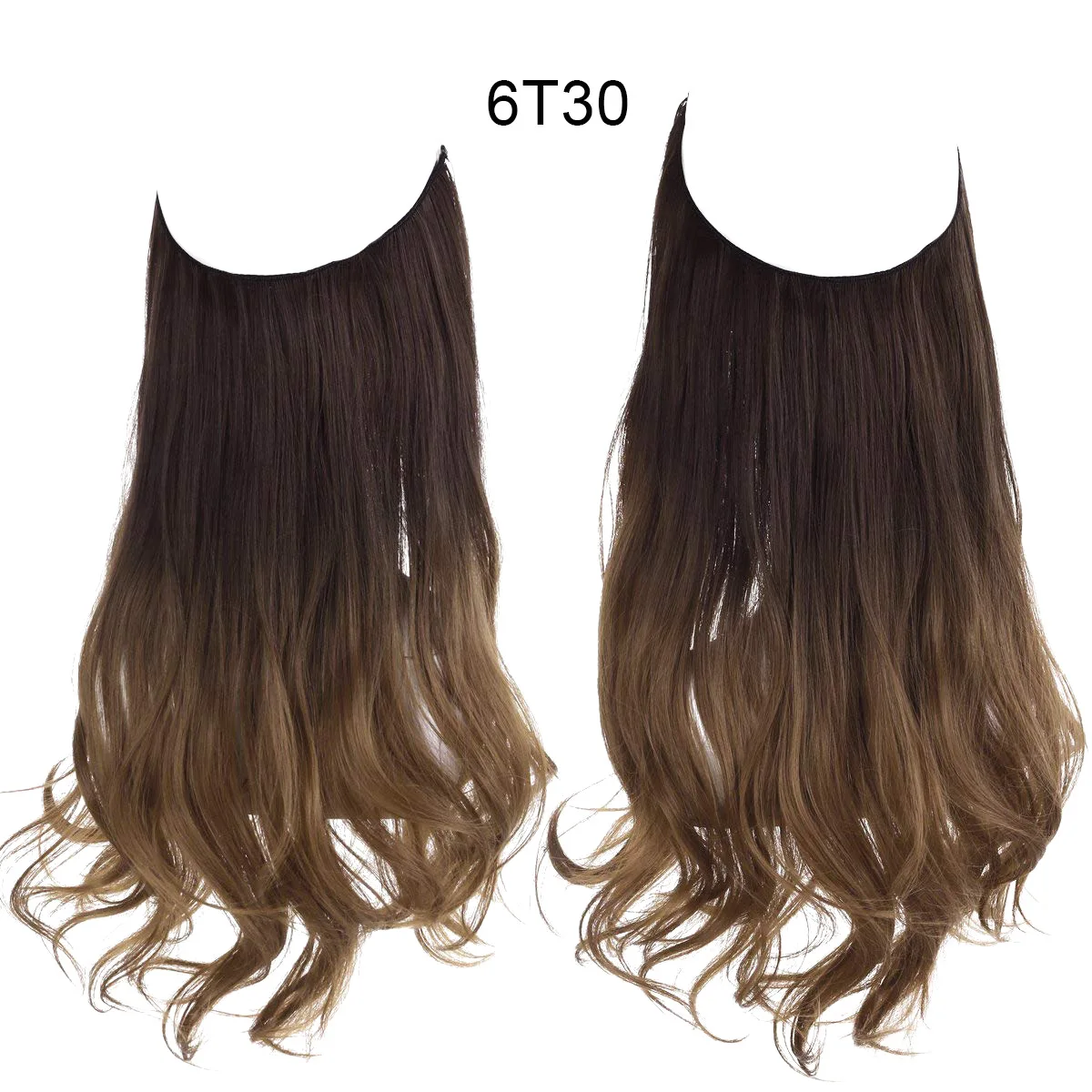  Invisible Wire Hair Extensions Secret Transparent Fish Line NO CLIP in Curly Wavy Hidden Crown Hairpiece for
