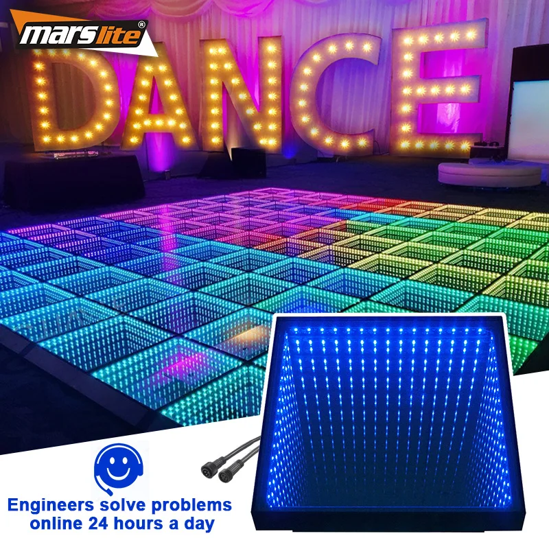 Magnet wireless portable device professional dj 3d mirror rgb led dance floor party