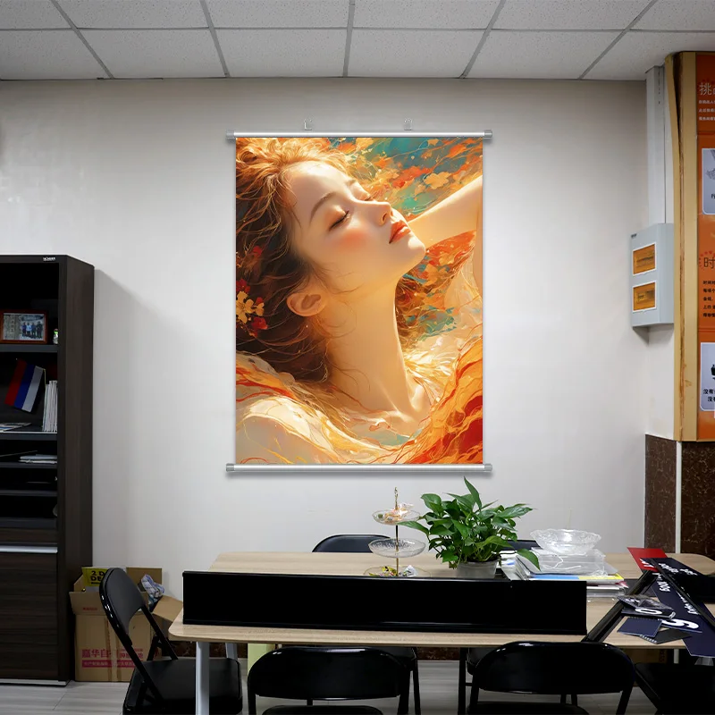 Customized Hanging Scroll  Hanging Poster With Plastic/ Aluminium Rod Wall Scroll