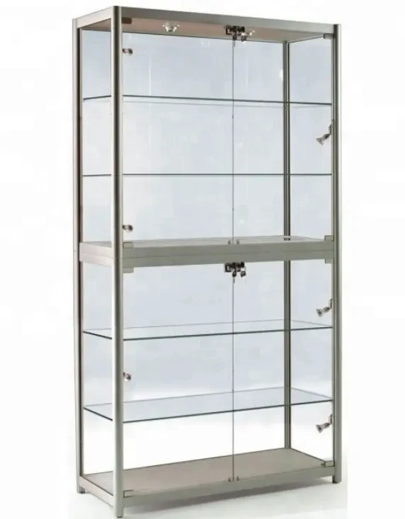 Tempered glass display cabinet Aluminum frame upright glass display cabinet souvenir display window