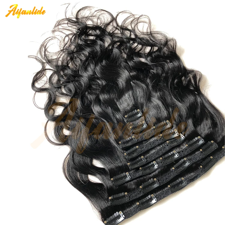 Body Wave Clip In Human Hair Extensions #1B Brazilian Remy Hair Clip Body Wave Human Clip In Hair Ins