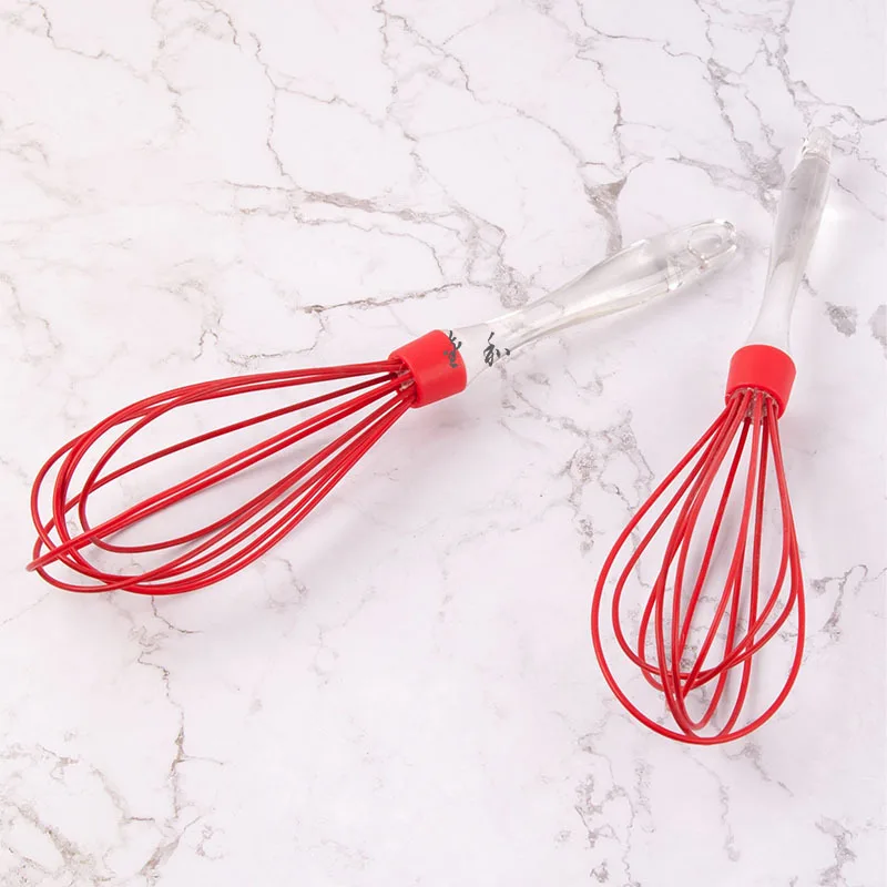 12 inches silicone whisk Food grade manual egg beater PS handle Manual cream butter batter mixer