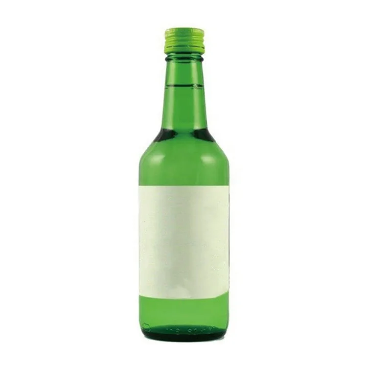 Empty 12oz 360ml Green Beverage Wine Glass Soju Bottle With Aluminum Lid