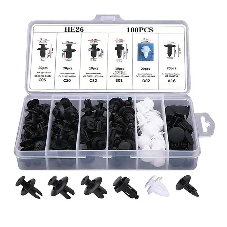 OEM C0013 100Pcs Mixed car Auto Fastener Clip Body Push Retainer car clips Plastic rivet Bumper Door Trim Panel Fastener Kit