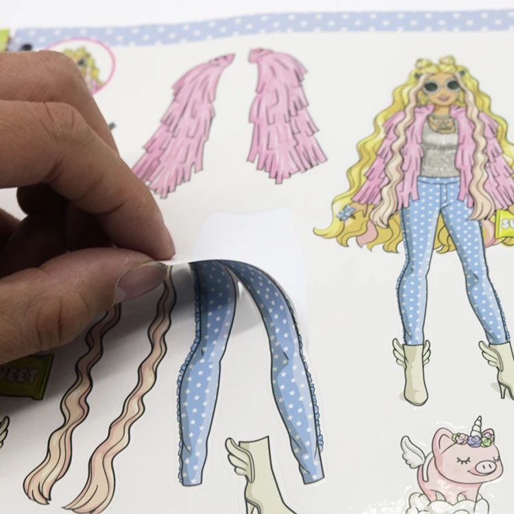 Luxury Holographic cover Girls princess Top model dress up sticker notebook