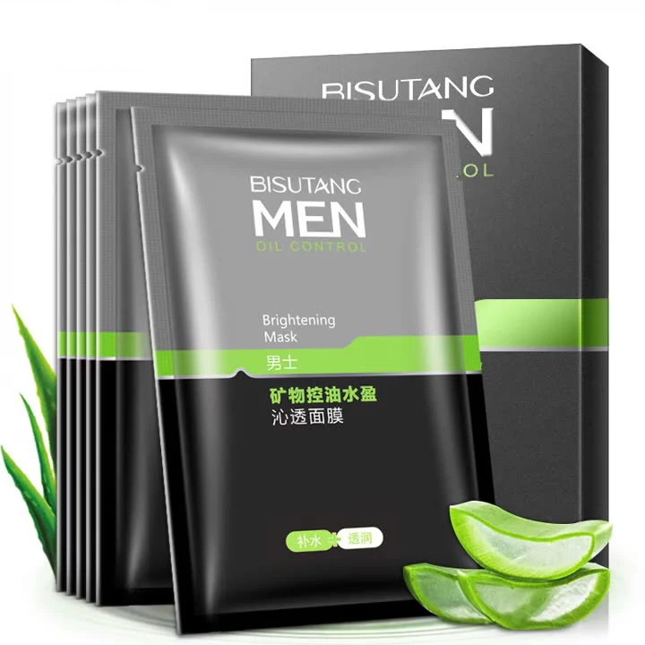 10 Pieces Per Box Aloe Extract Anti Acne Oil Control Moisturizing Face Masks Private Label Skincare Full Face Mask For Men
