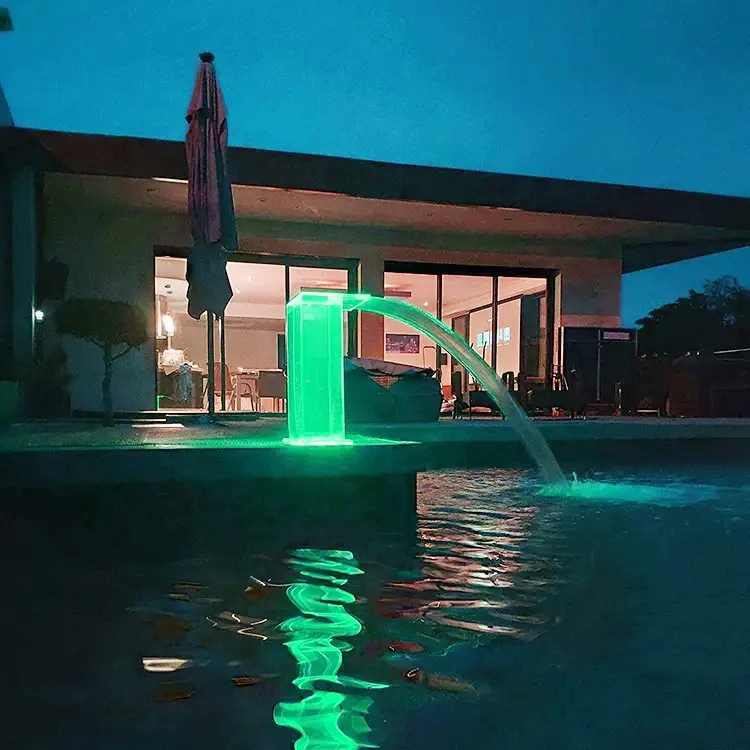 Outdoor Garden Landscape Waterfall Fountain Indoor Spillway Acrylic 15w Ip65 Rgb Led Pool Water Fall With Led Lights